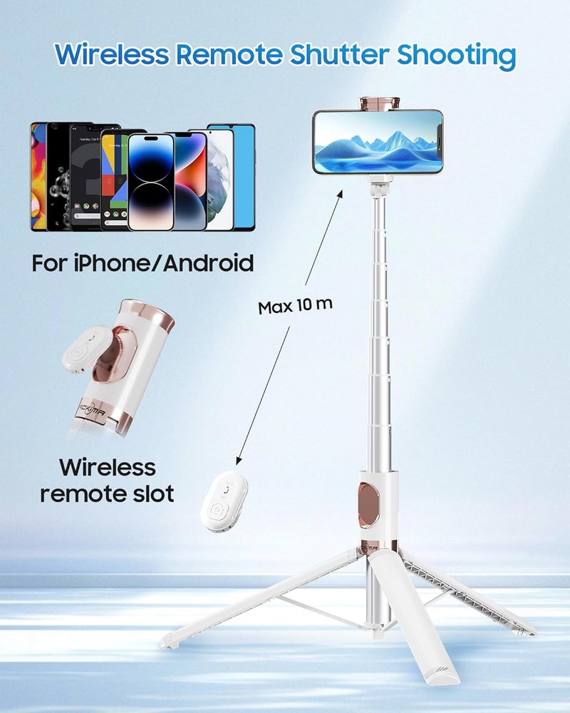 Aklima 67" Selfie Stick Tripod, All in One Phone Tripod with Wireless Remote, Extendable Compact Tripods Portable Travel Stand for iPhone Android Selfie/Video Recording/Live Stream/Vlog - Image 4